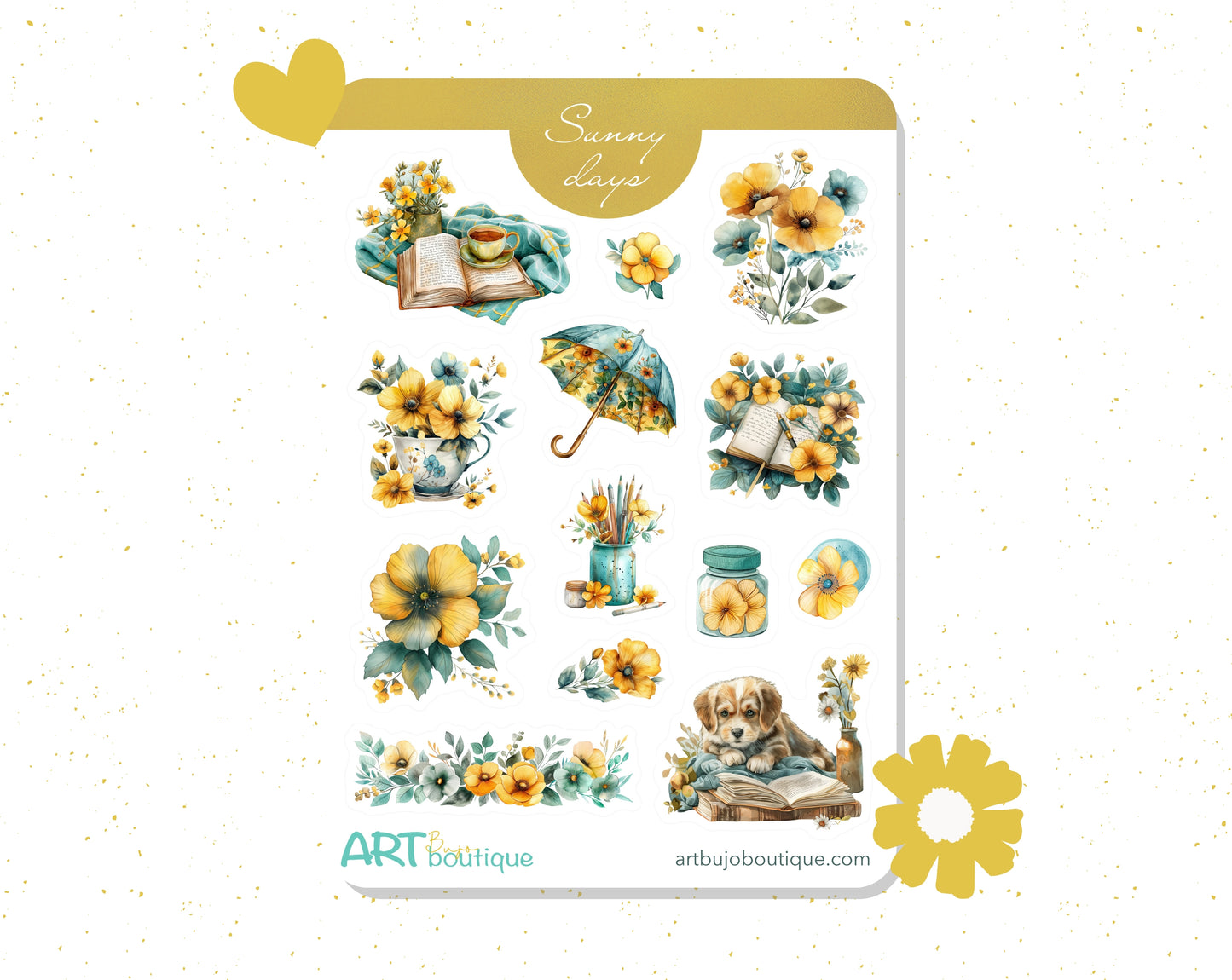 Sunny Days Decorative Sticker Sheet – Aesthetic Planner & Journal Stickers