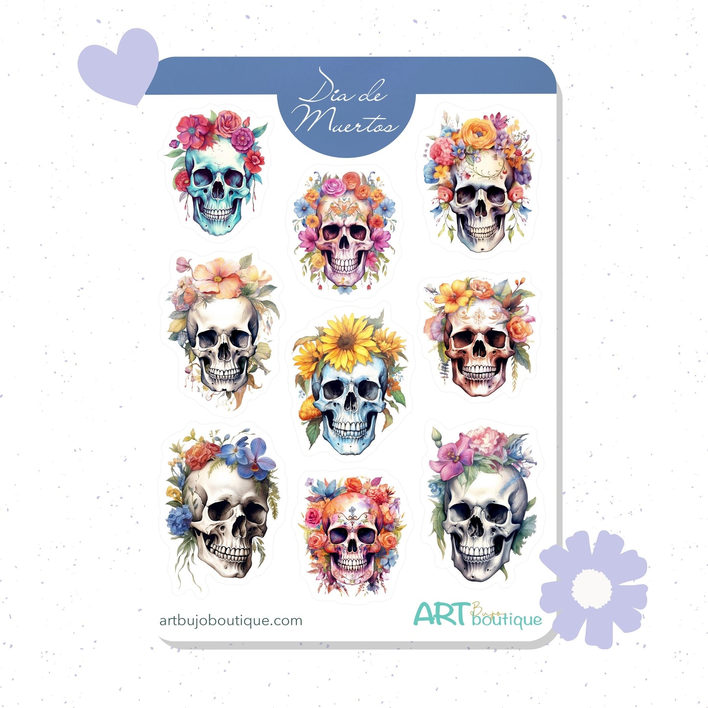 Dia De Muertos Halloween Sticker Sheet