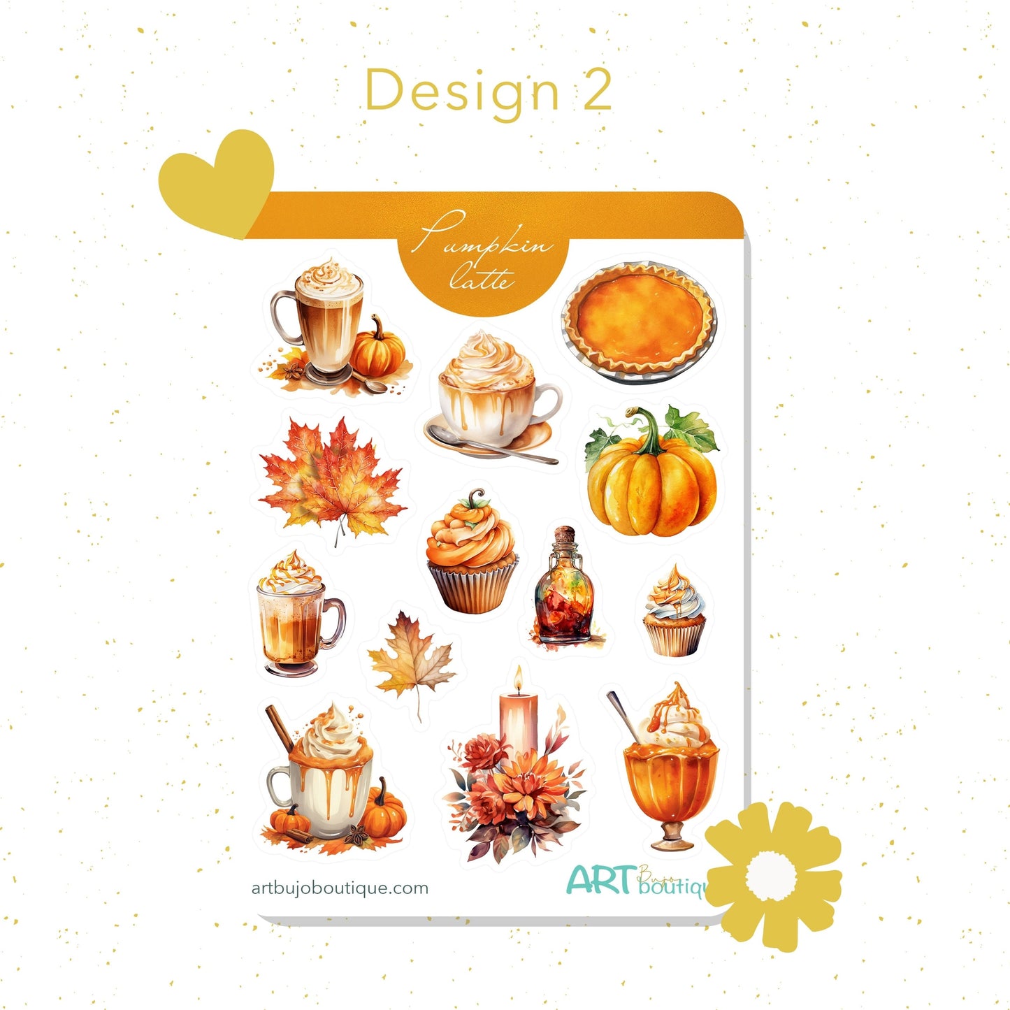 Pumpkin Latte Decorative Sticker Sheet, Set of 2