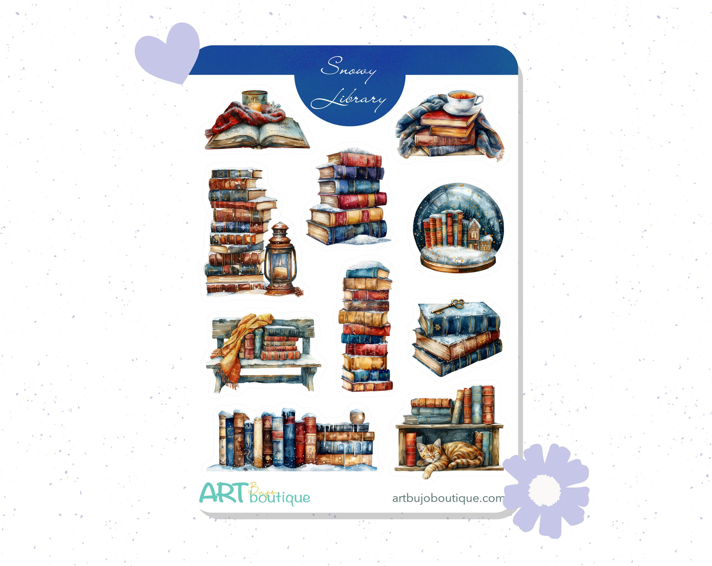 Snowy Library Decorative Sticker Sheet