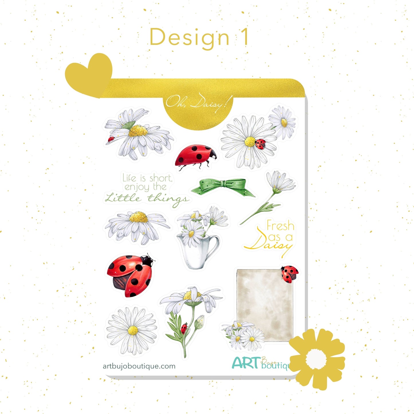 Daisy Flowers Sticker Sheets, Set of 2