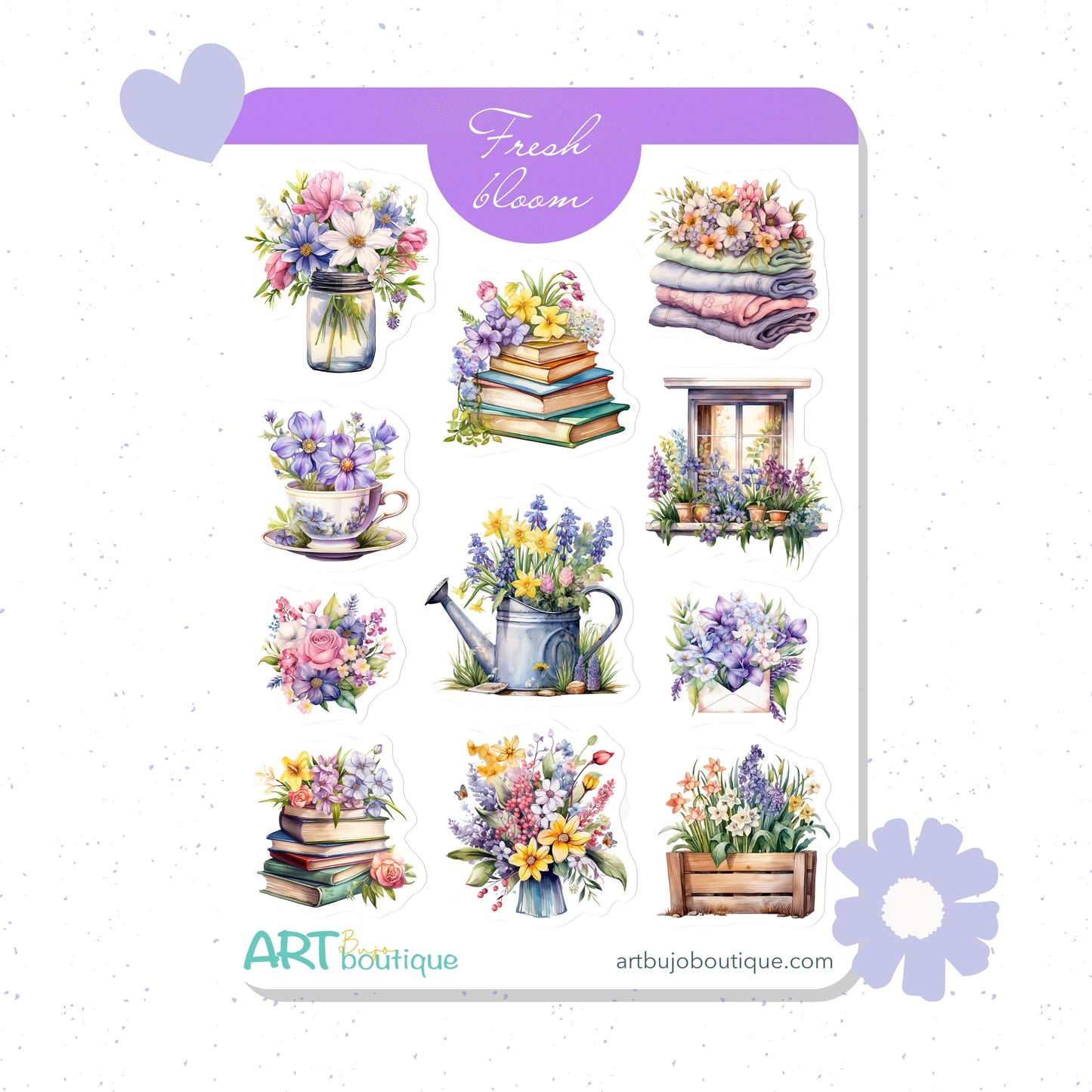 Fresh Bloom Decorative Sticker Sheet – Aesthetic Planner & Journal Stickers