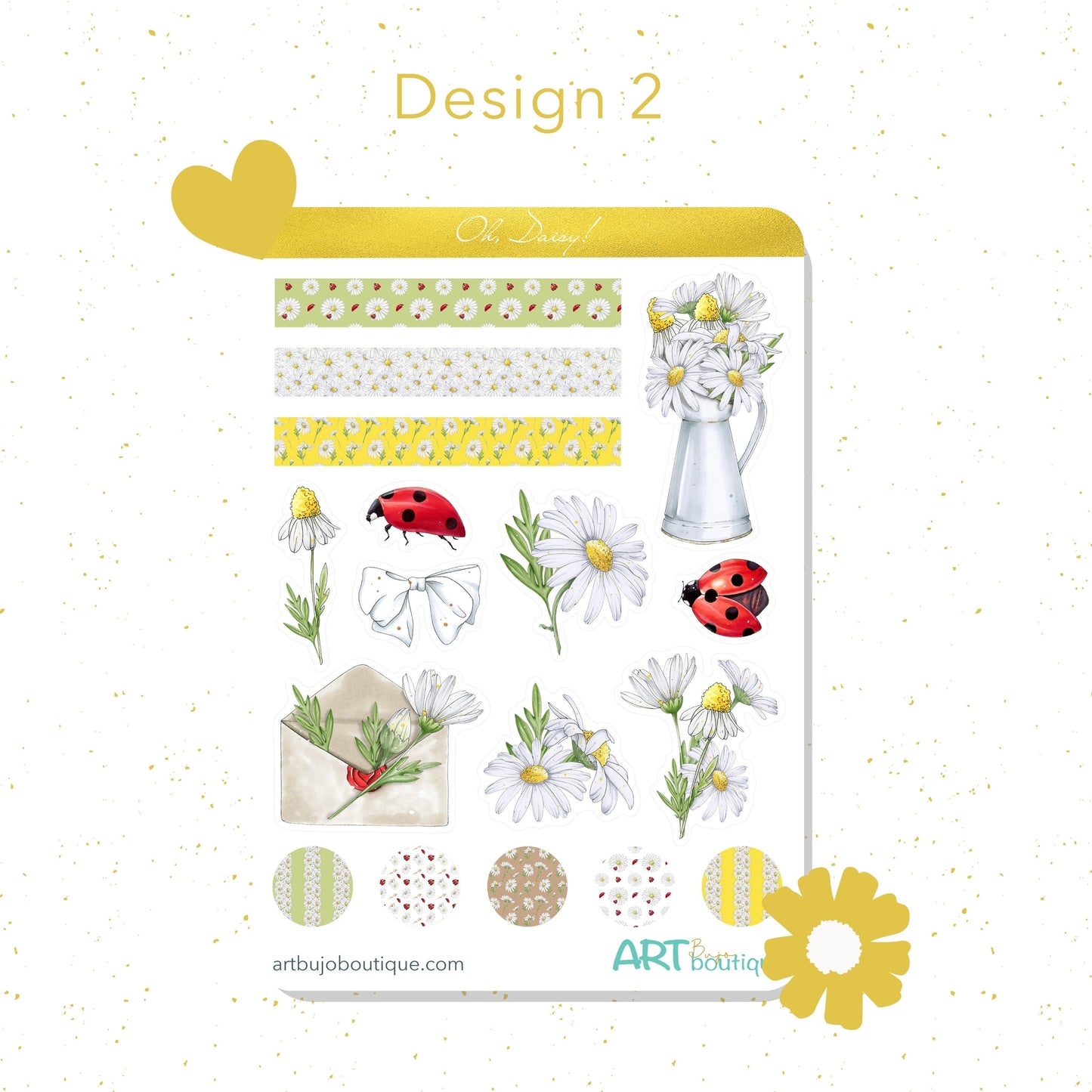 Daisy Flowers Sticker Sheets, Set of 2