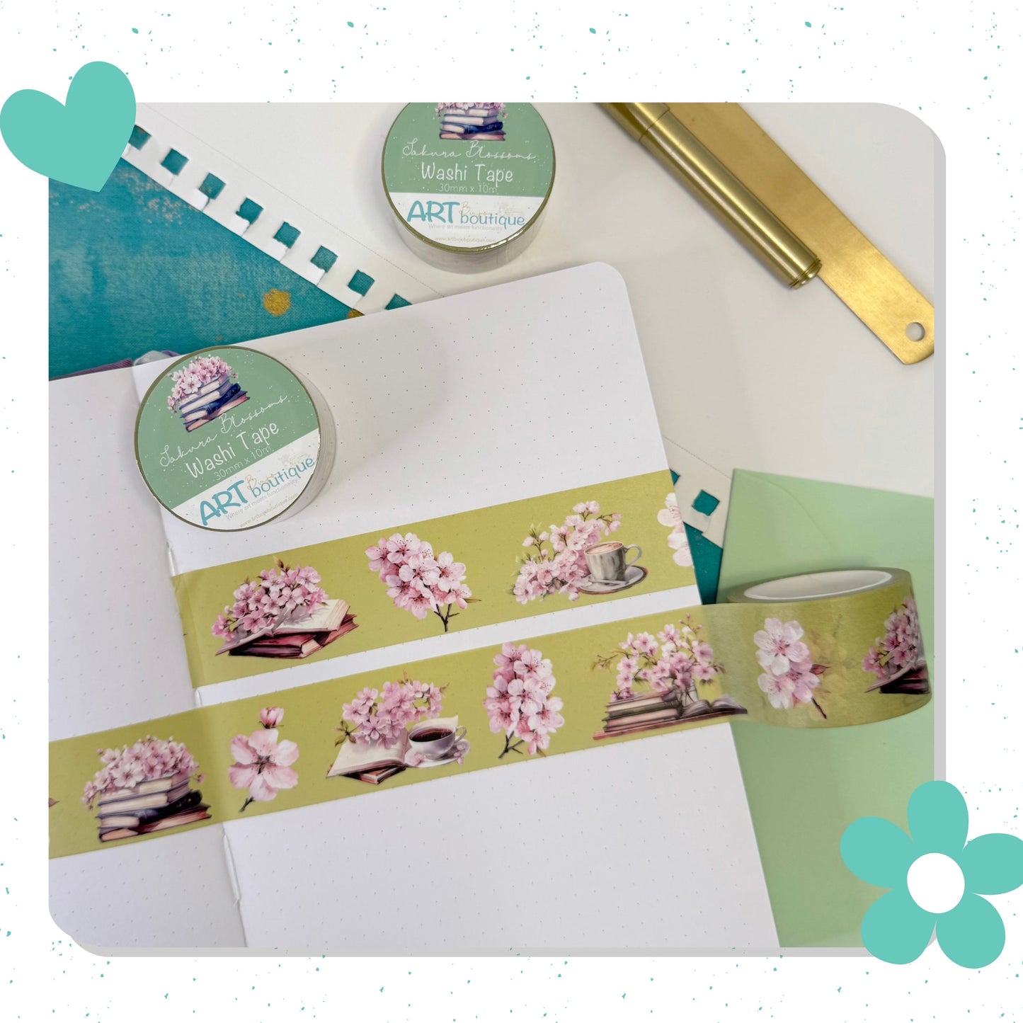 Sakura Blossom and Books Washi Tape 30mm