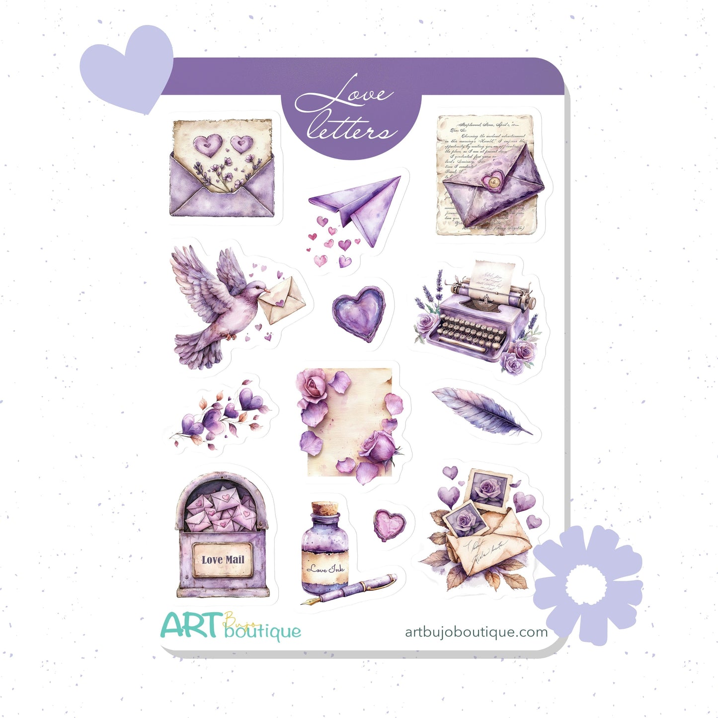 Liefdesbrieven Valentijnsdag stickervel