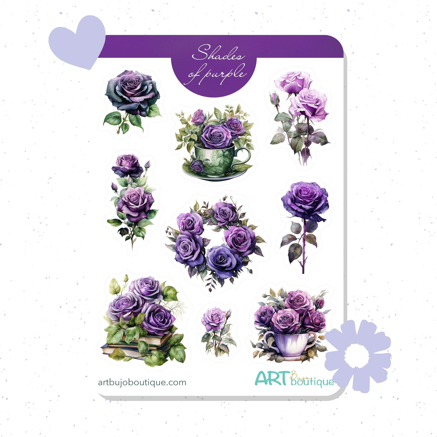 Shades of Purple Roses Sticker Sheet