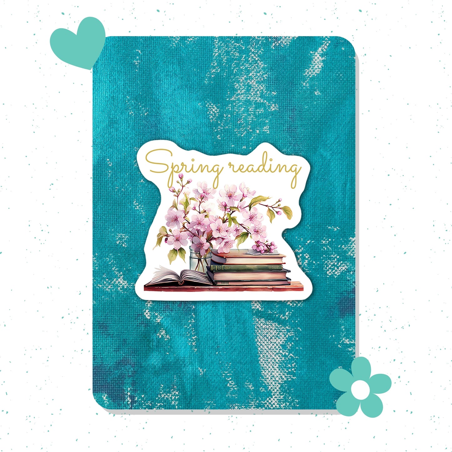 Spring Reading Vinyl Sticker – Durable Sticker for Laptop, Water Bottle, Notebook