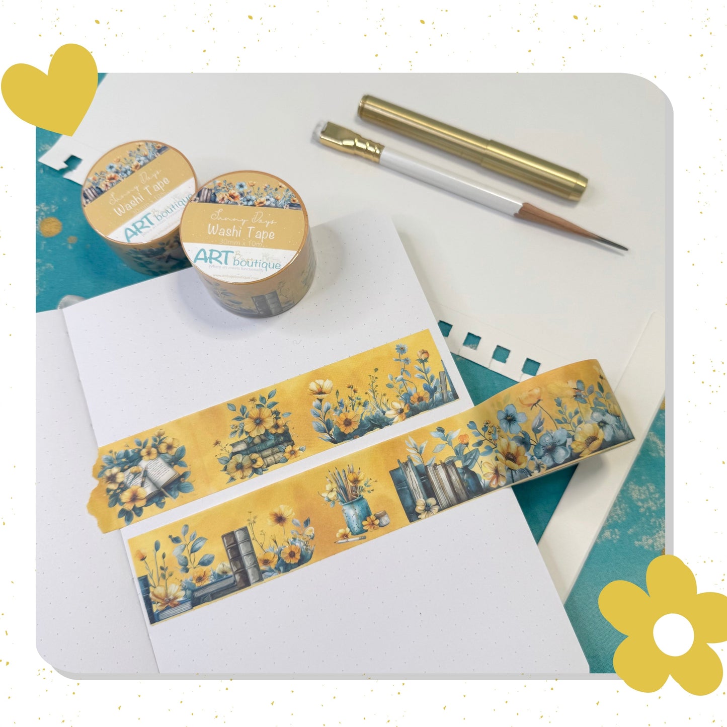 Sunny Days Books and Flowers Washi Tape 30mm
