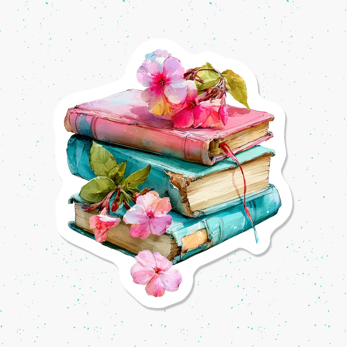 Summer Books and Flowers Vinyl Sticker