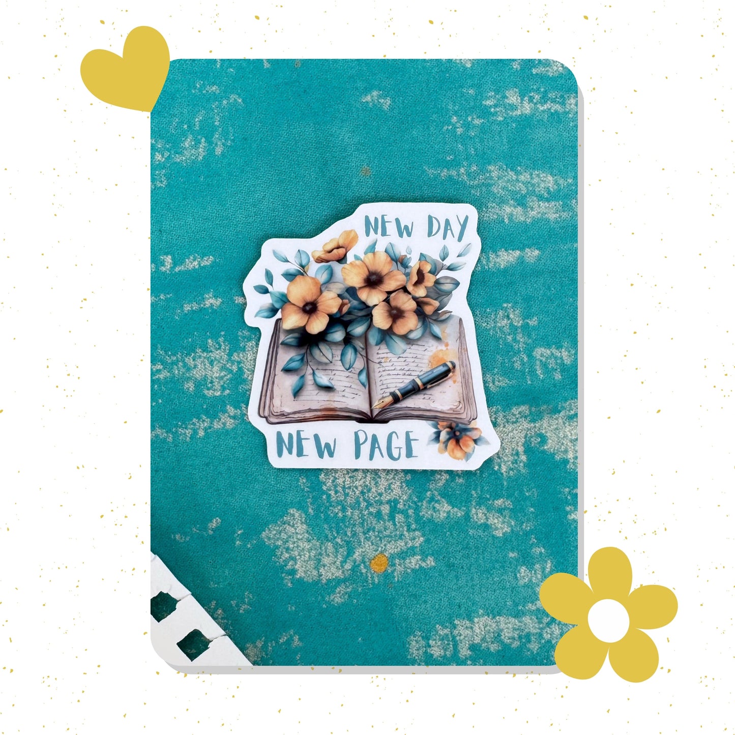 New Day, New Page Vinyl Sticker – Durable Sticker for Laptop, Water Bottle, Notebook