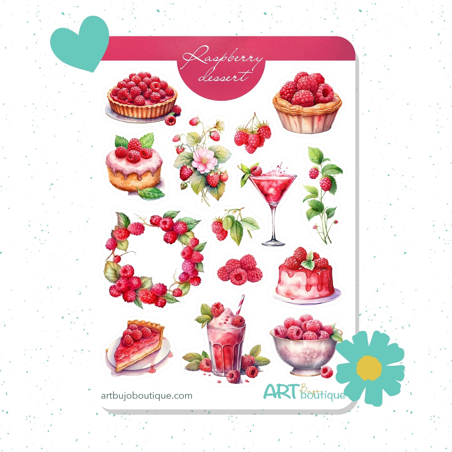 Raspberry planner stickers Zomer bujo stickervel