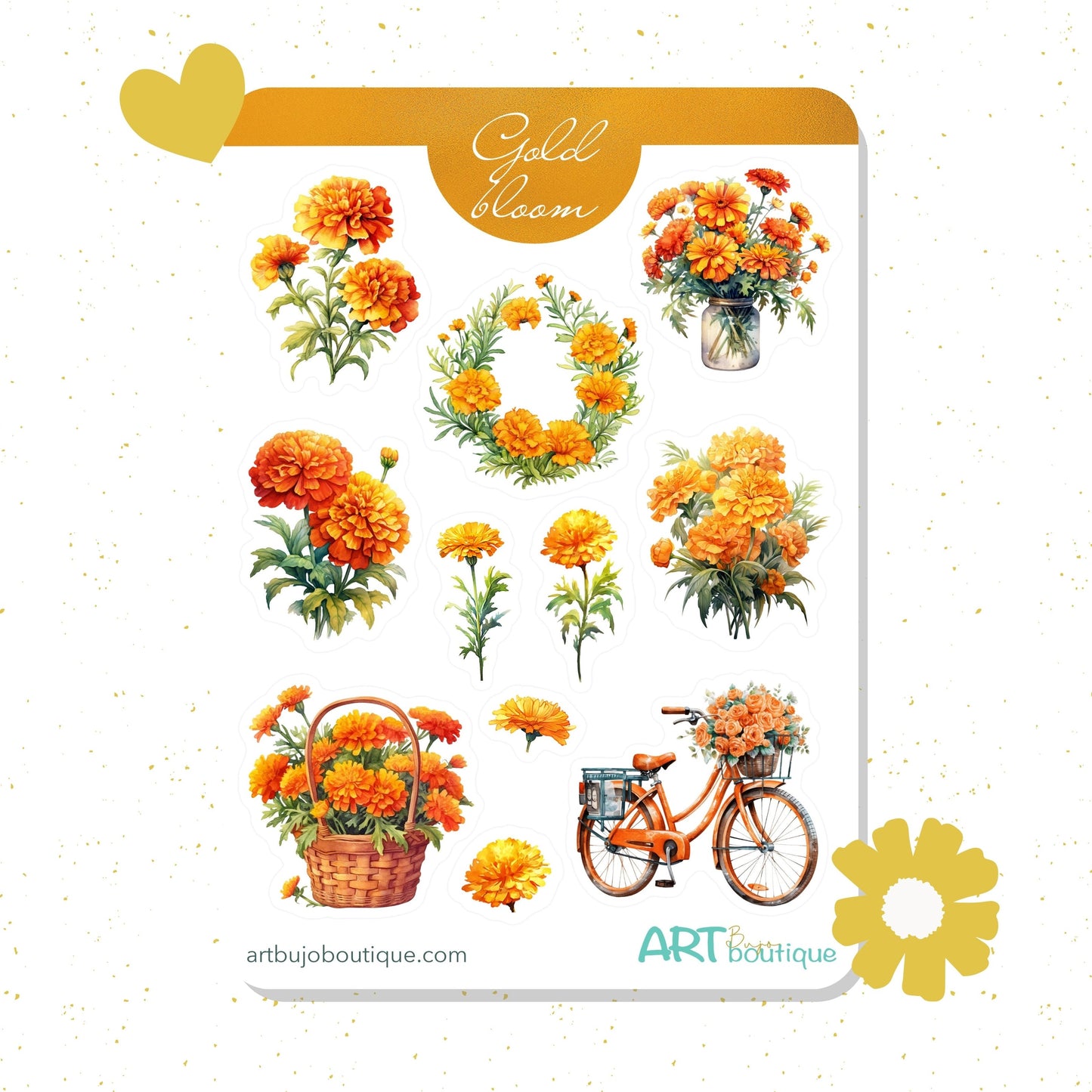 Goudsbloem stickervel Bloemenstickers voor planning en journaling