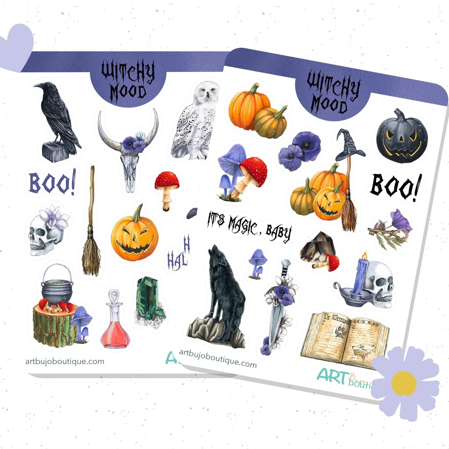 Witchy stickers Halloween planner stickers