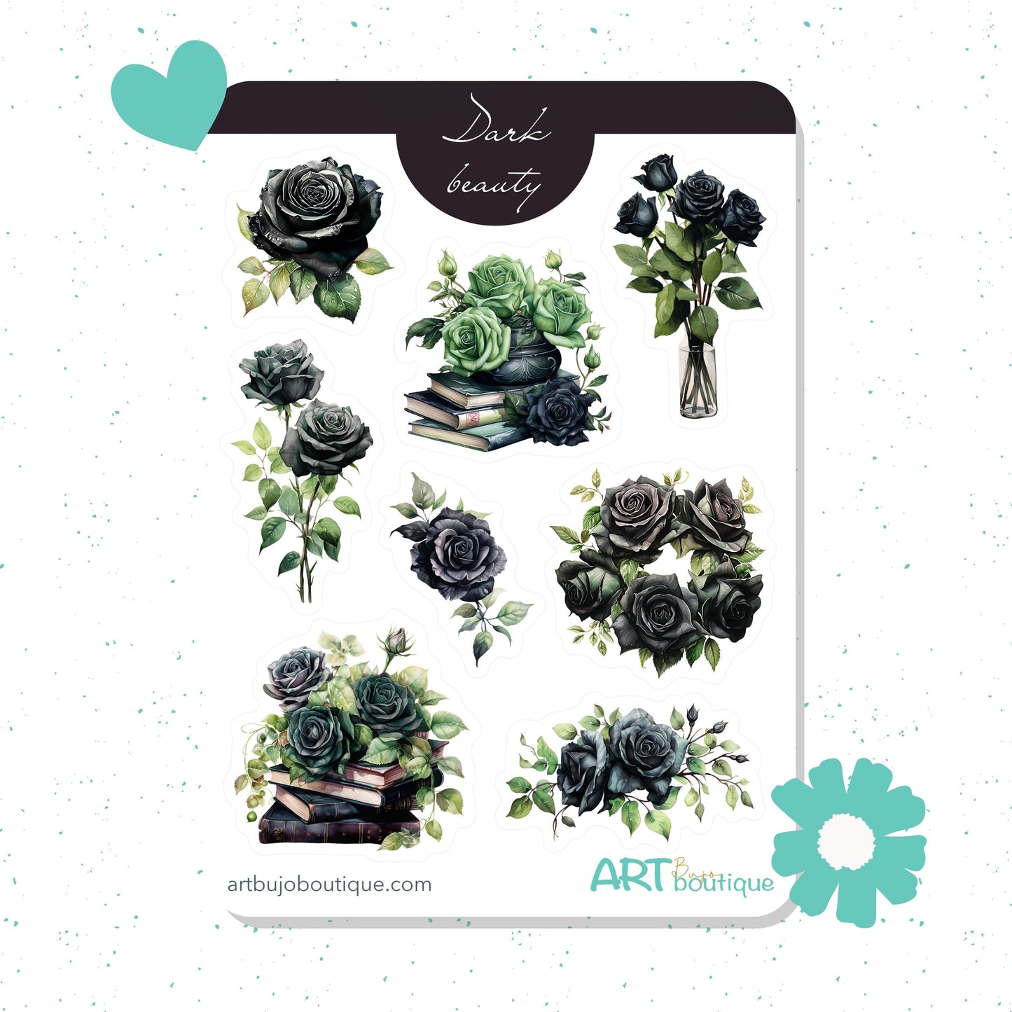 Dark Beauty Roses Sticker Sheet