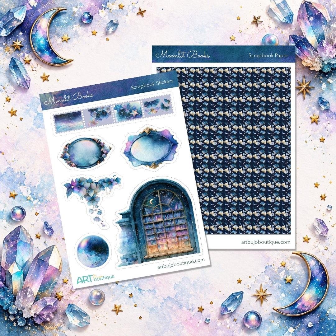 Art Stickers Monthly Kit - October: MOONLIT BOOKS