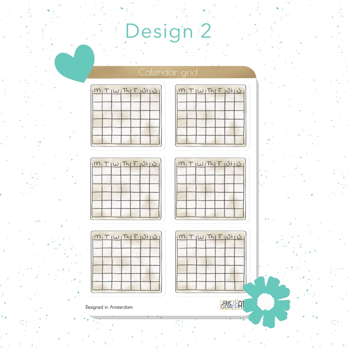 Blank calendar grid planner stickers