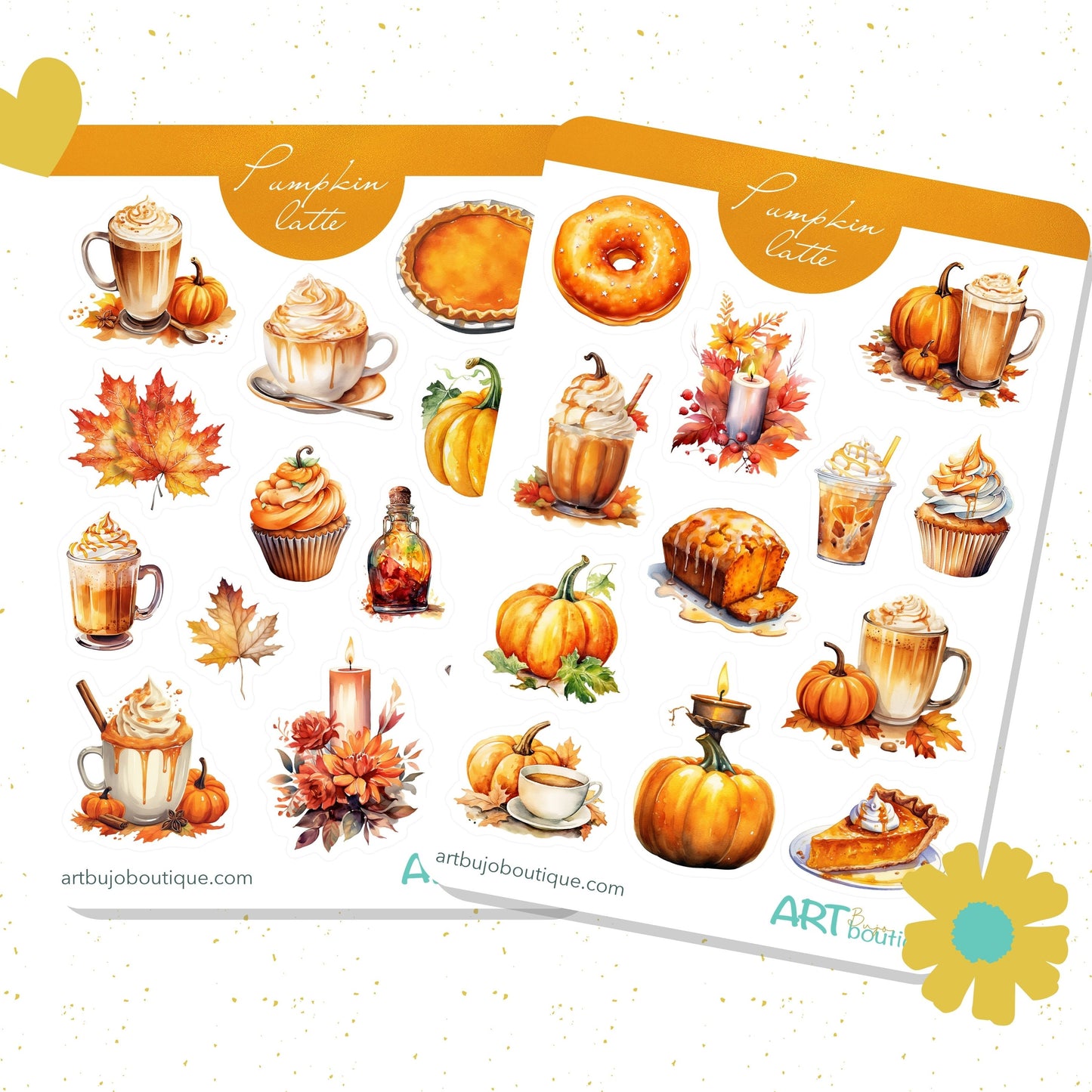 Pumpkin Latte Decorative Sticker Sheet, Set of 2