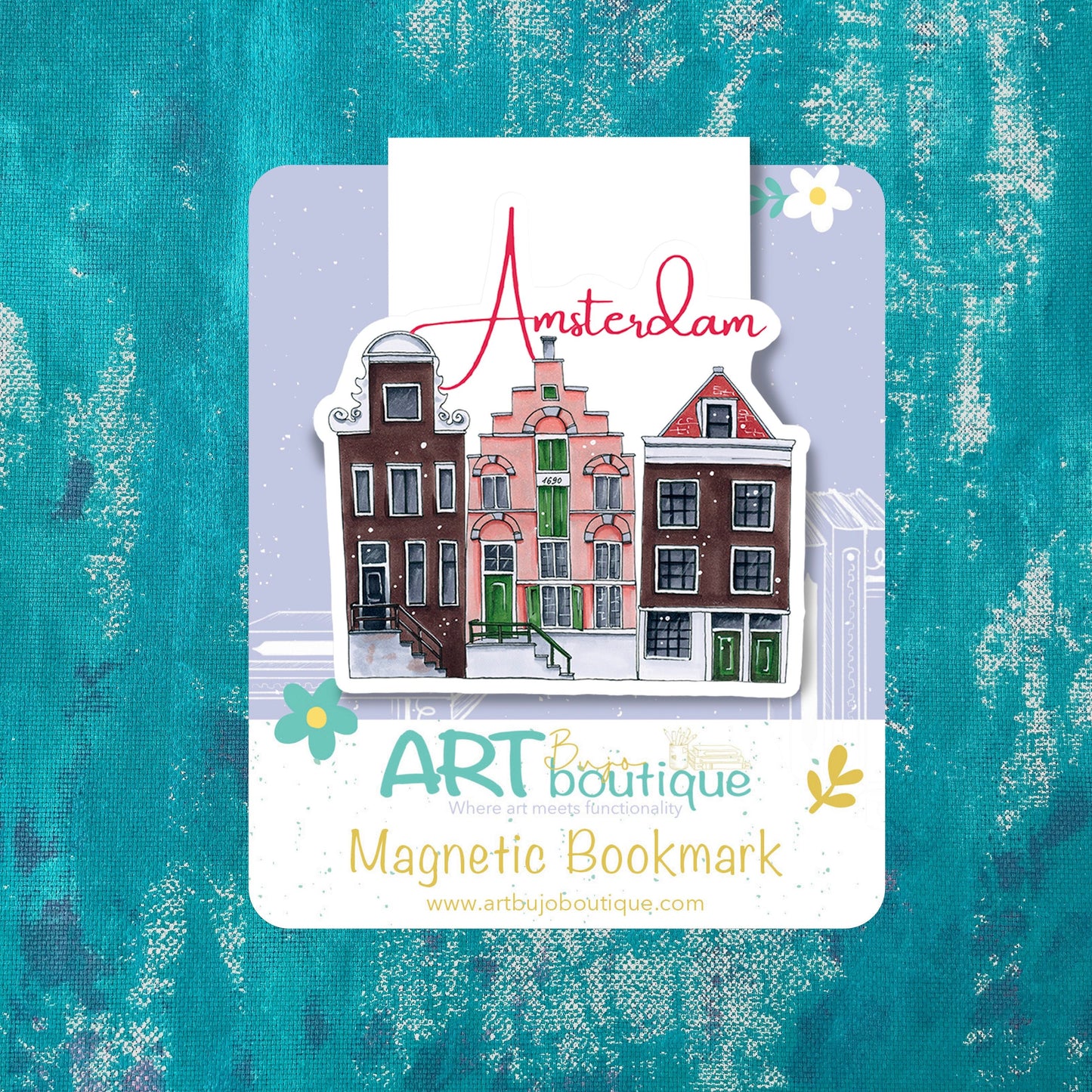 Magnetisches Lesezeichen „Alte holländische Häuser“ in Amsterdam