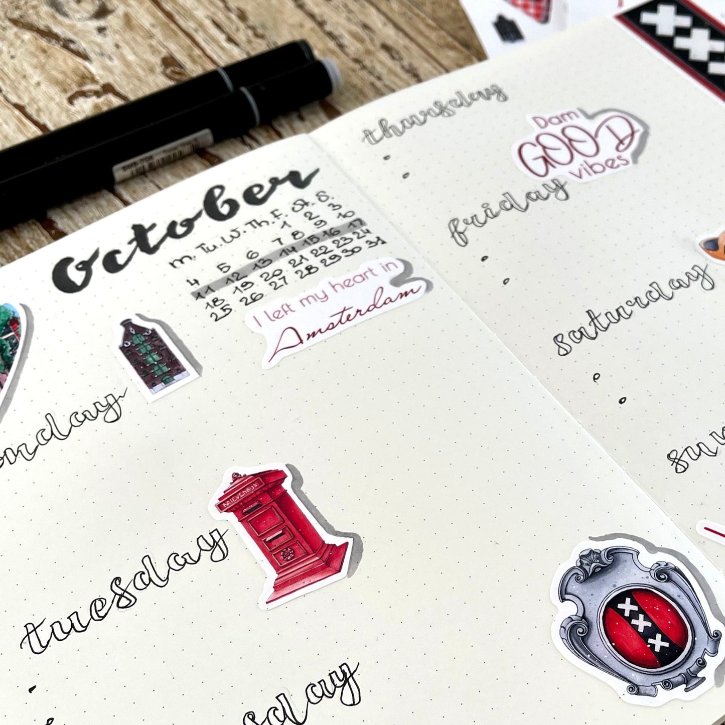 Amsterdam Hand drawn illustrations Sticker Set