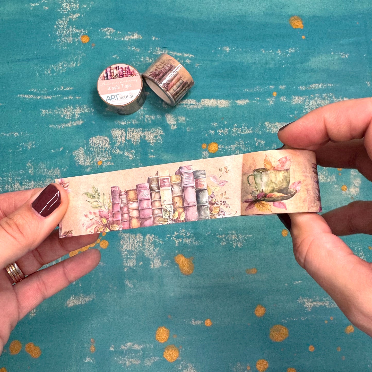 Autumn Library Wide Washi Tape – 30 mm Cozy Book Lover Design