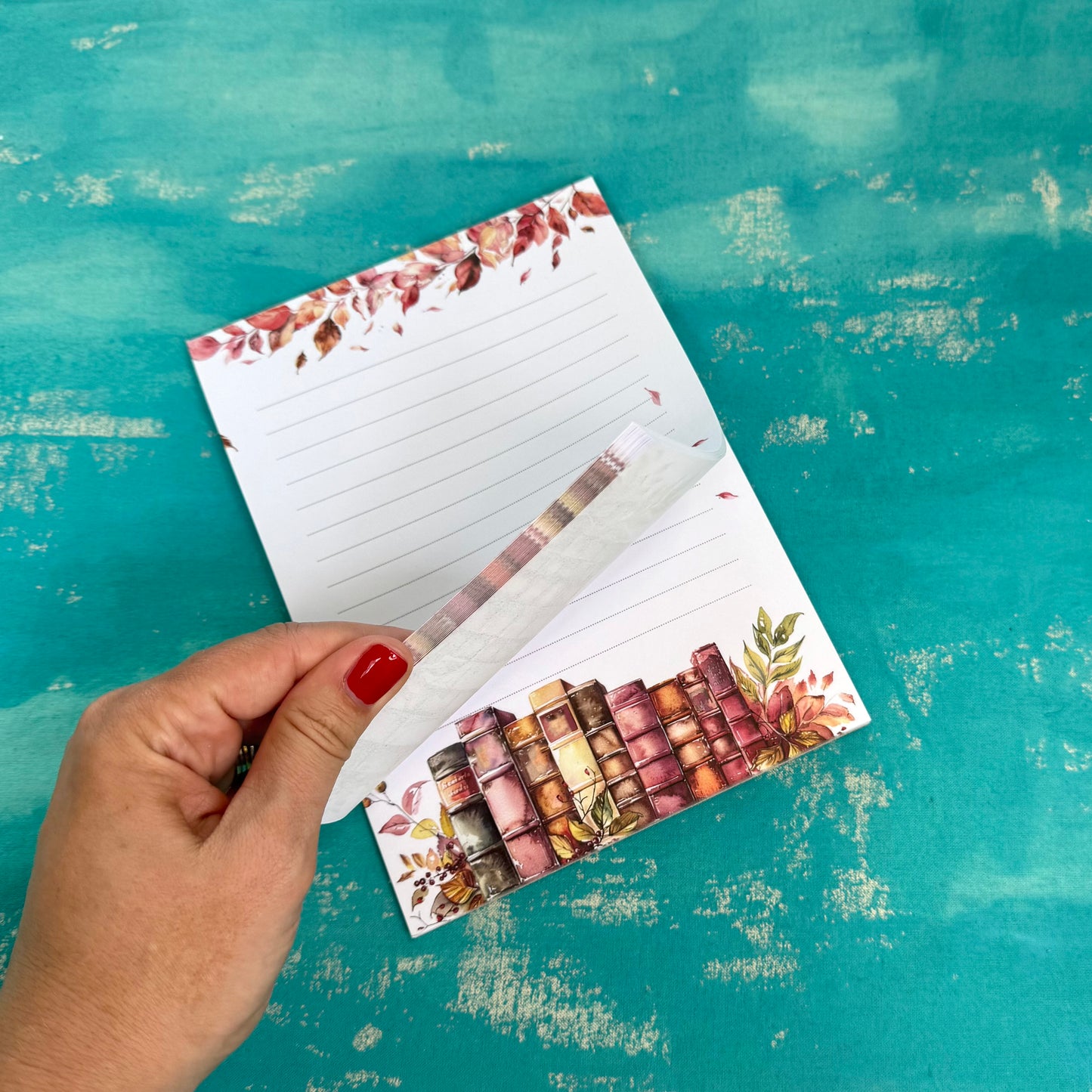 Autumn Library A5 Lined Notepad – Cozy Writing Pad for Book Lovers & Planners