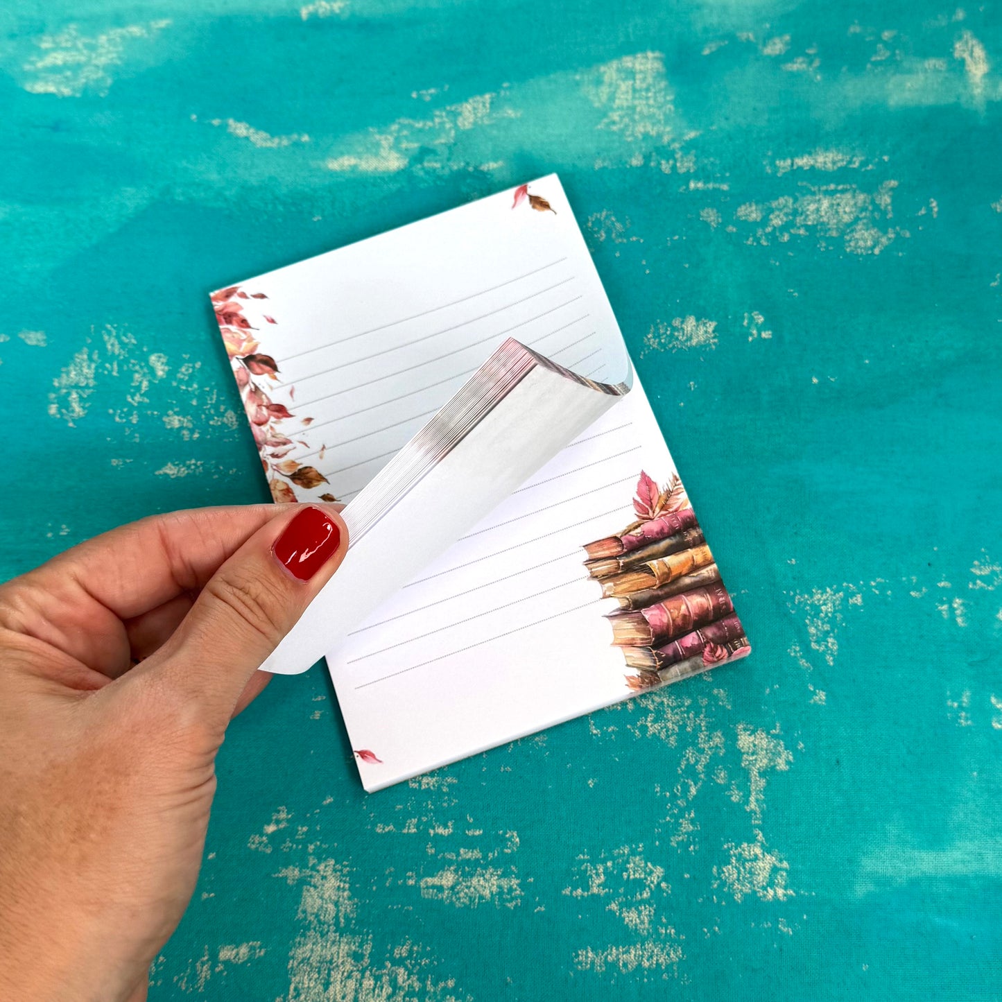 Autumn Library A6 Lined Notepad – Compact Fall Writing Pad for On-the-Go