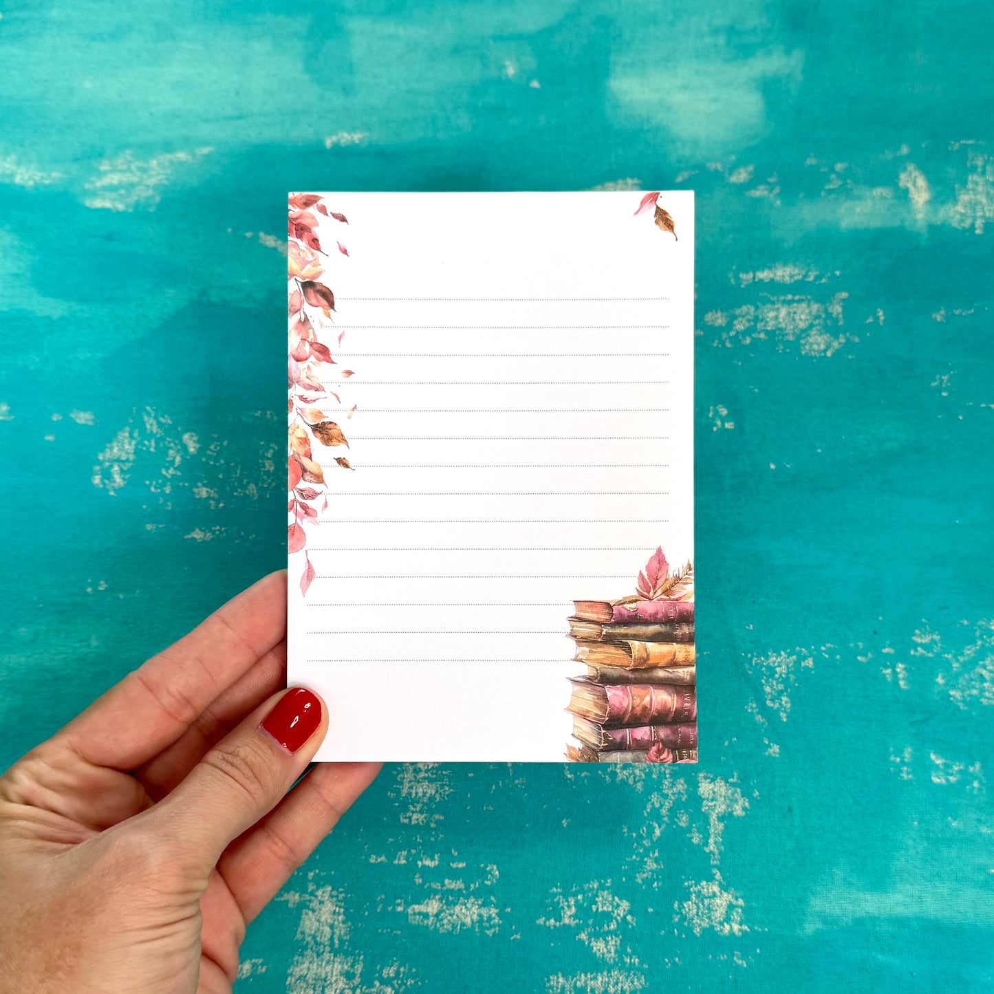Autumn Library A6 Lined Notepad – Compact Fall Writing Pad for On-the-Go