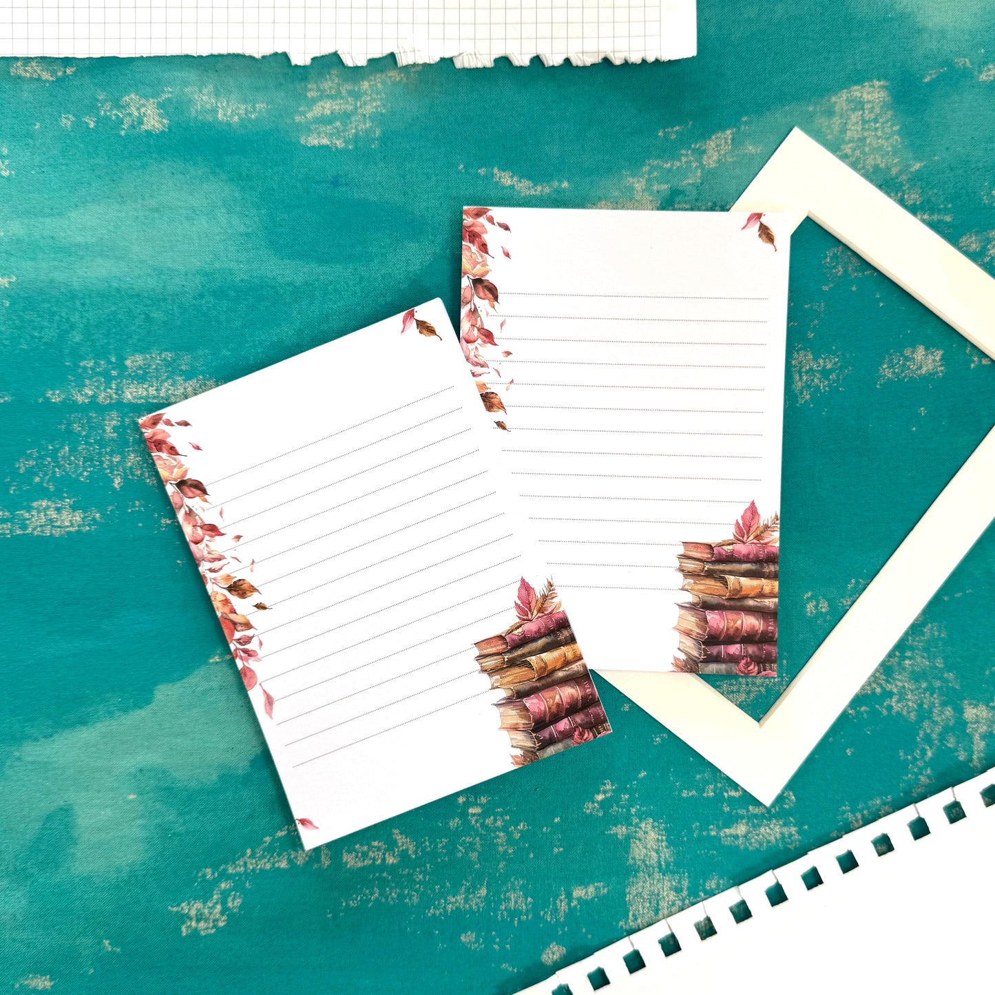 Autumn Library A6 Lined Notepad – Compact Fall Writing Pad for On-the-Go