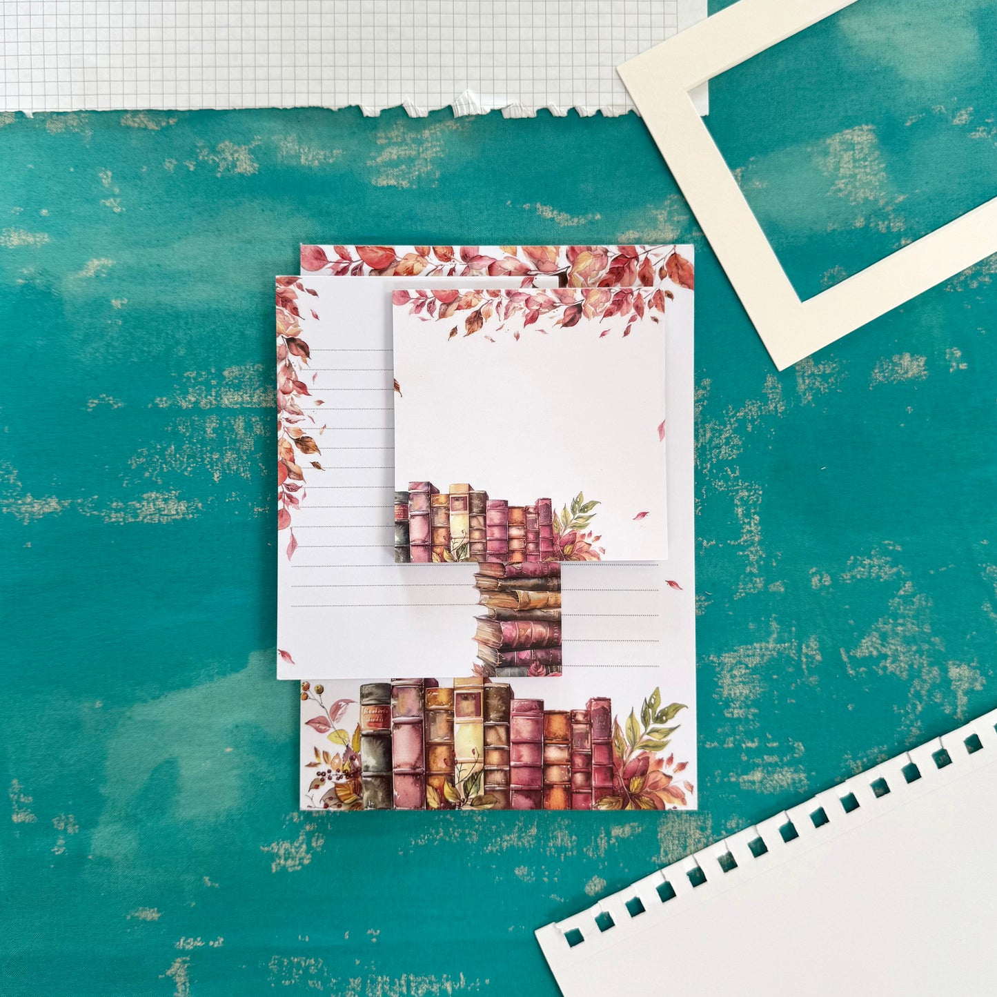 Autumn Library A6 Lined Notepad – Compact Fall Writing Pad for On-the-Go