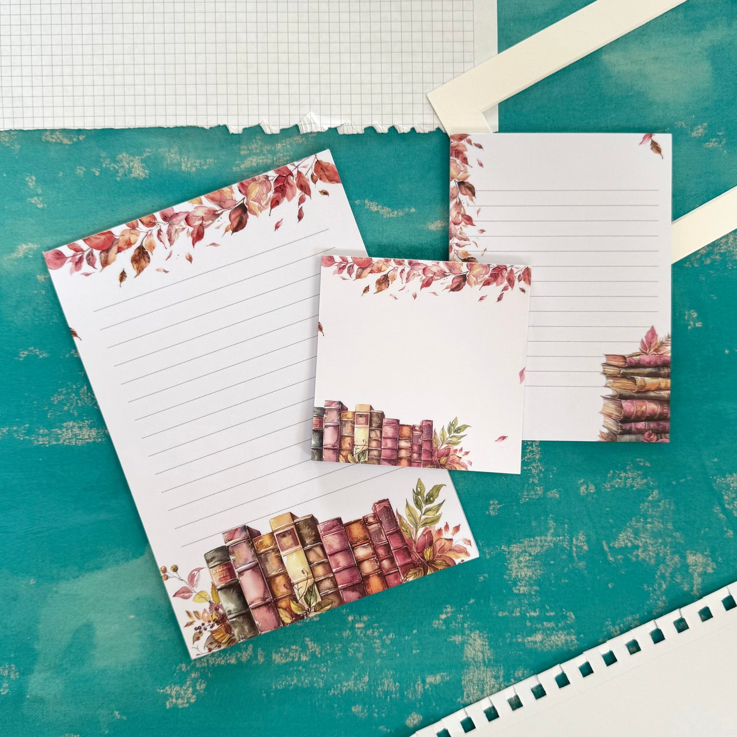 Autumn Library A5 Lined Notepad – Cozy Writing Pad for Book Lovers & Planners