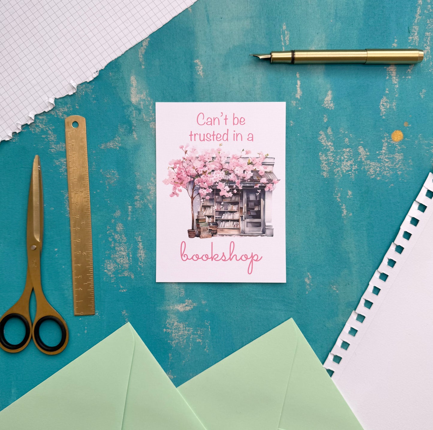 Can't Be Trusted in a Bookshop - Beautiful Illustrated Postcard for Gifting & Collecting