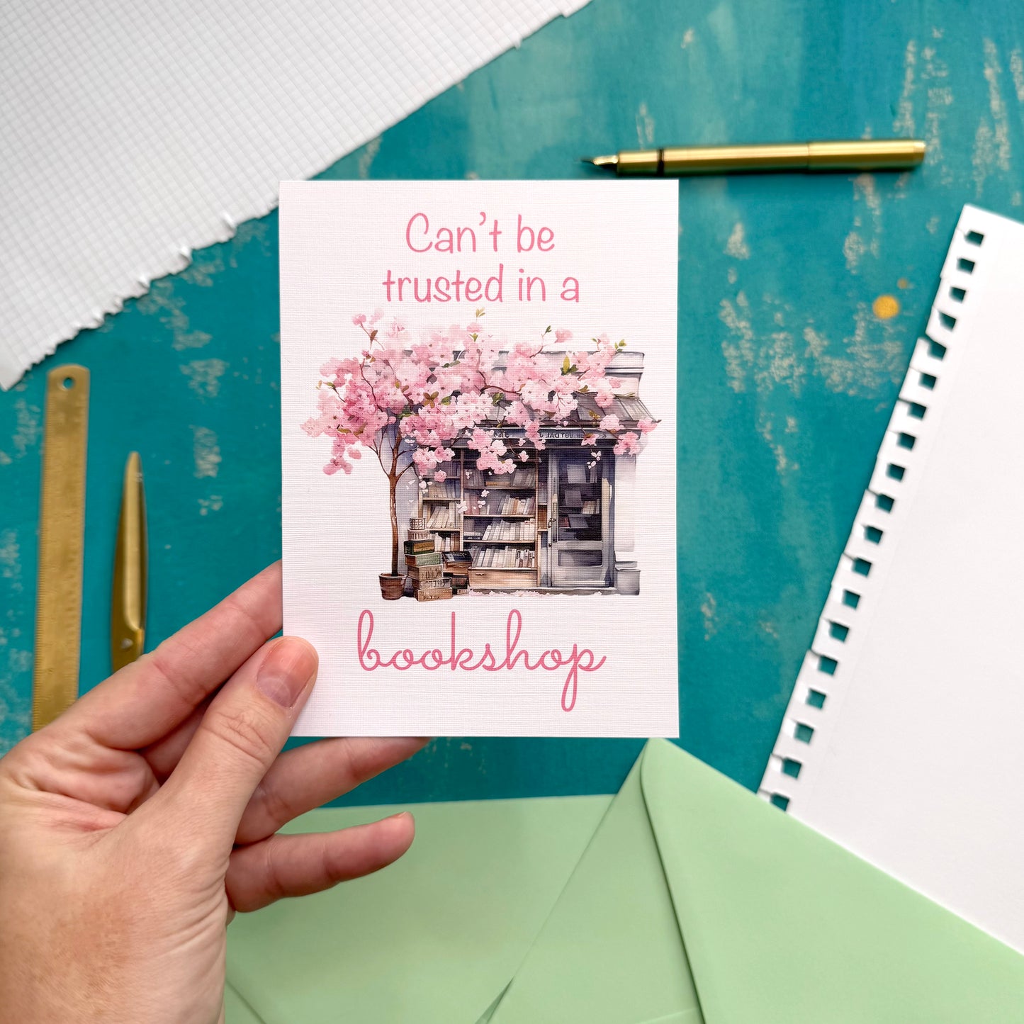 Can't Be Trusted in a Bookshop - Beautiful Illustrated Postcard for Gifting & Collecting