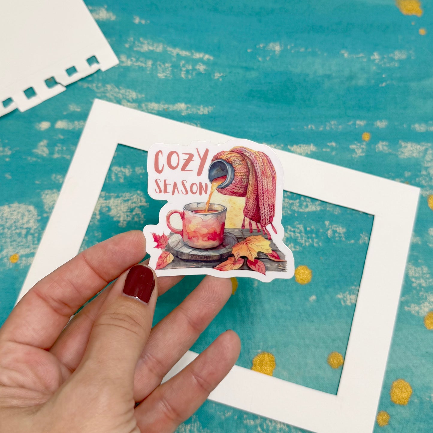 Cozy Seasons Vinyl Sticker | Autumn Aesthetic & Warm Fall Vibes