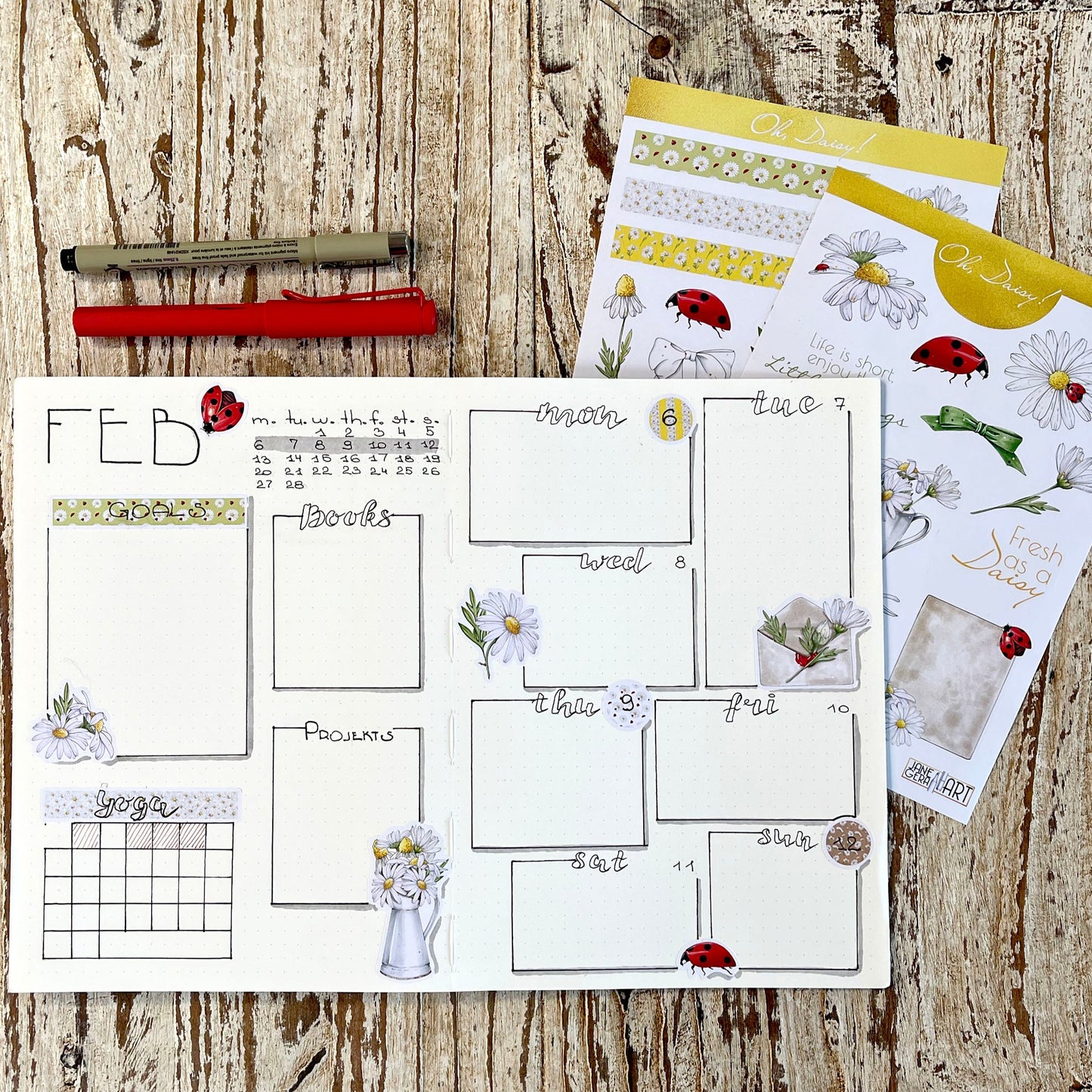 Daisy Flowers Sticker Sheets, Set of 2