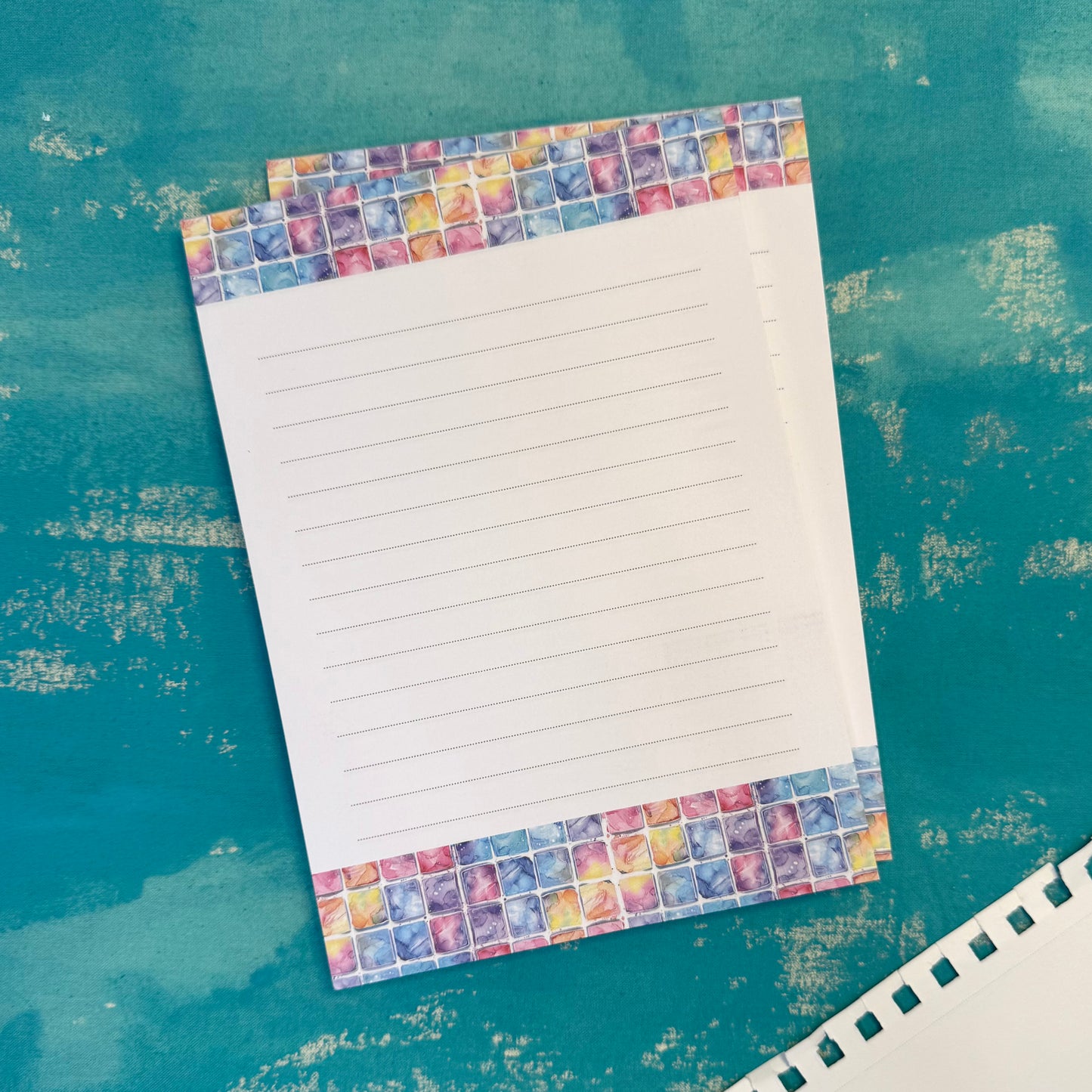 Dreamy Notes A5 Lined Notepad Watercolor Tile Journal Pad, Pastel Watercolor Stationery