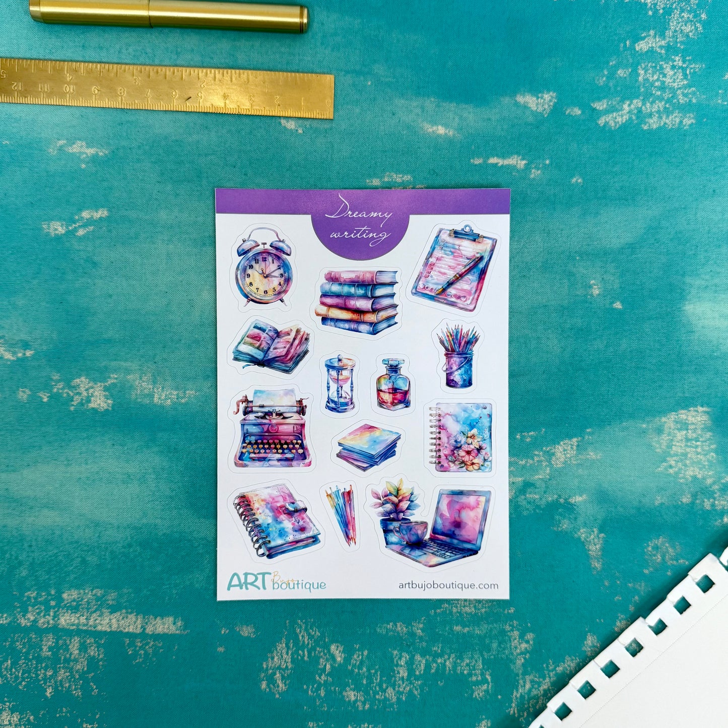 Dreamy Writing Sticker Sheet - Aesthetic Colorful Planner & Journal Stickers