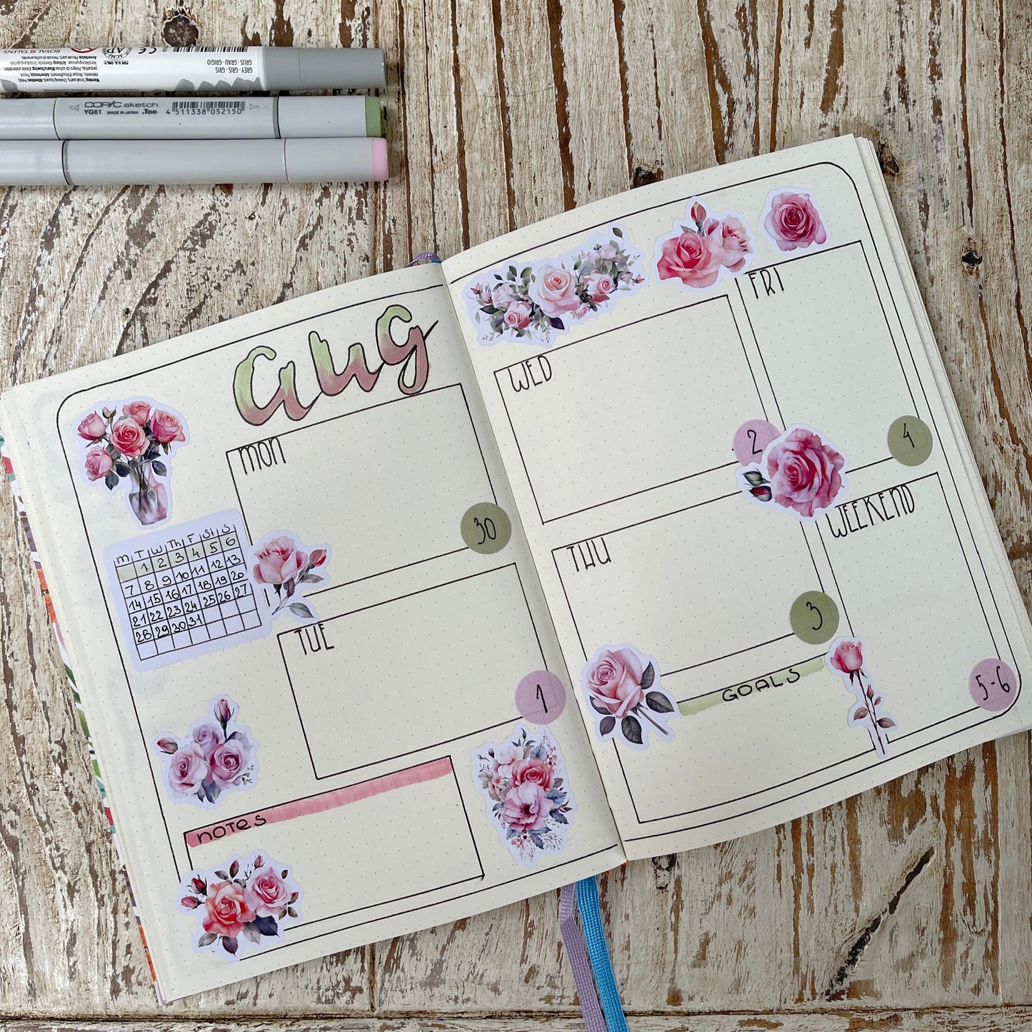 Dusty rose bujo stickervel