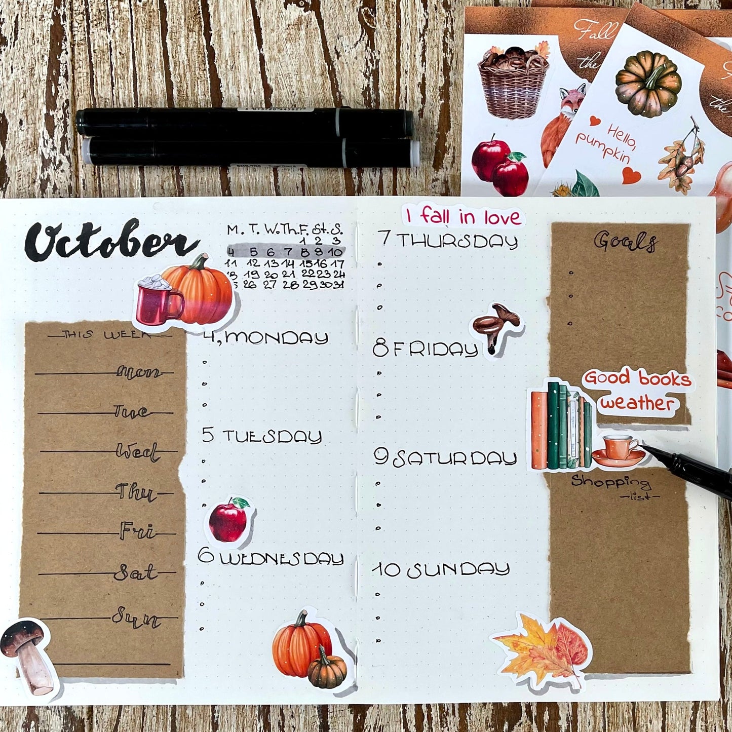Herfstplanner bujo-stickerset