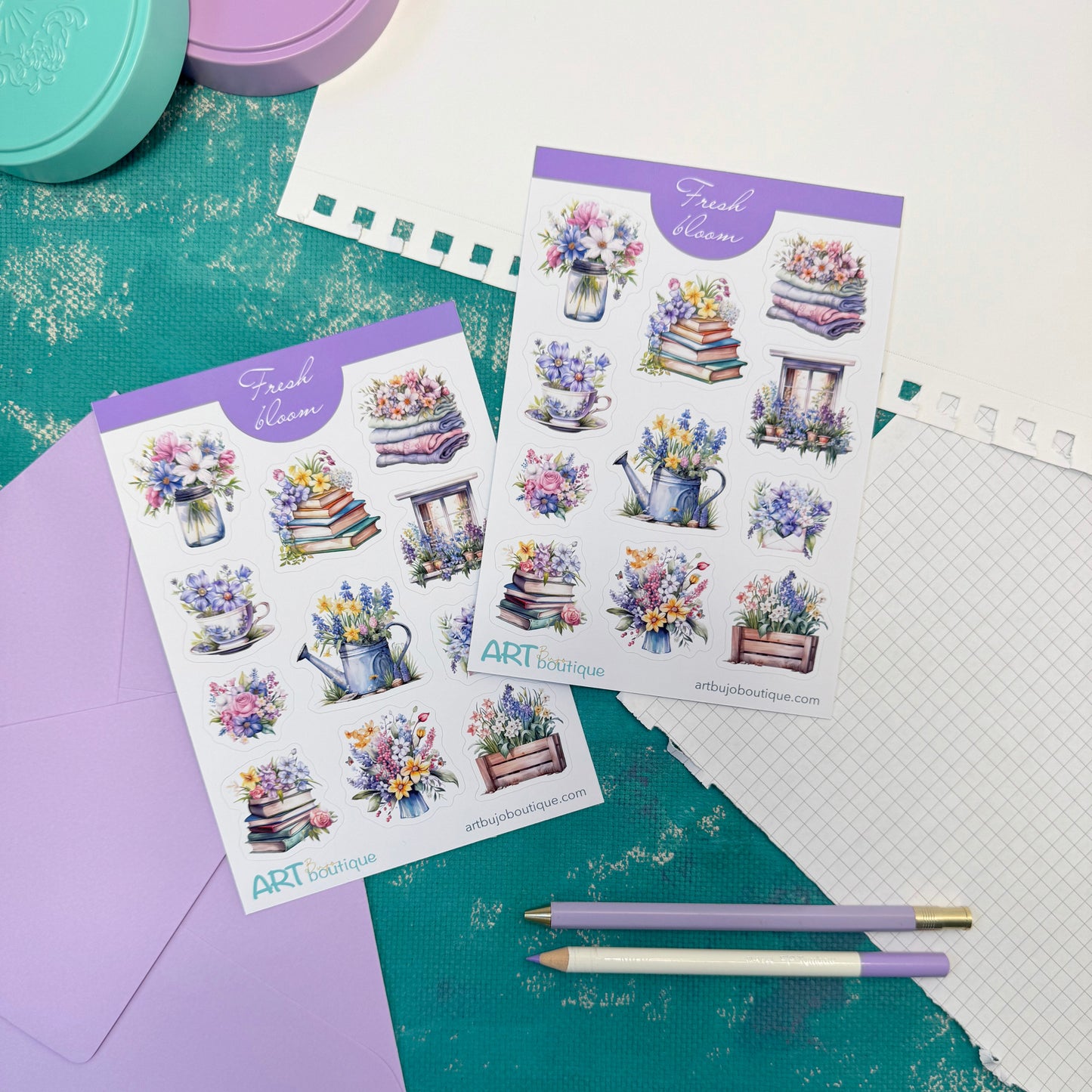 Fresh Bloom Decorative Sticker Sheet – Aesthetic Planner & Journal Stickers