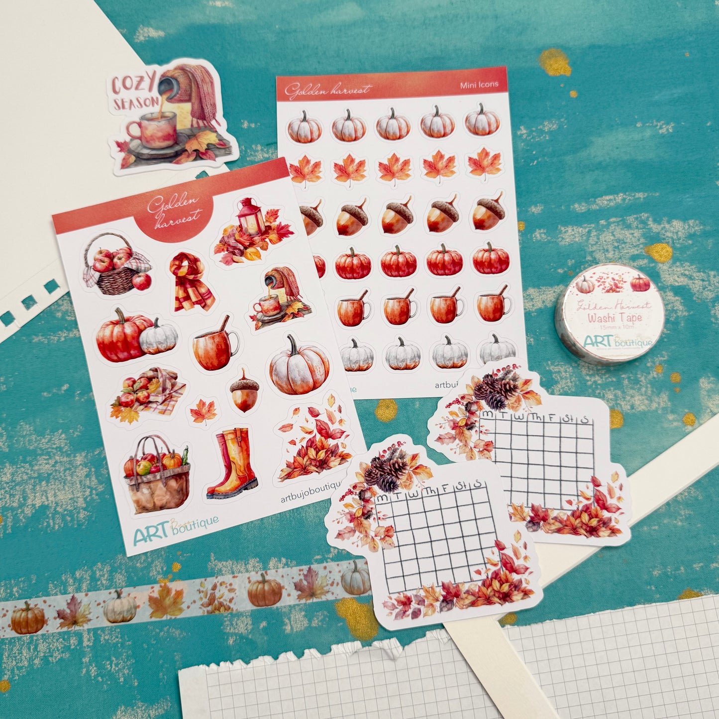 Full Autumn Collection Bundle | 120€ Worth of Stickers, Washi, Notepads, Bookmarks & More