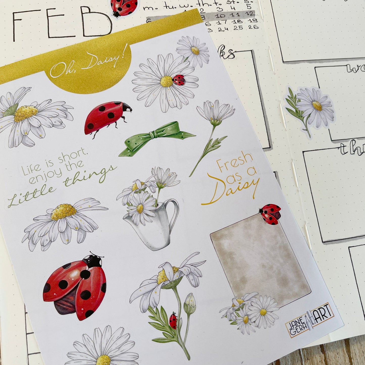 Daisy Flowers Sticker Sheets, Set of 2
