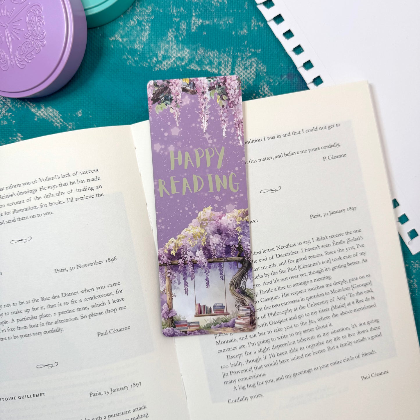 Happy Reading Blossom Classic Bookmark – Elegant Paper Bookmark for Book Lovers