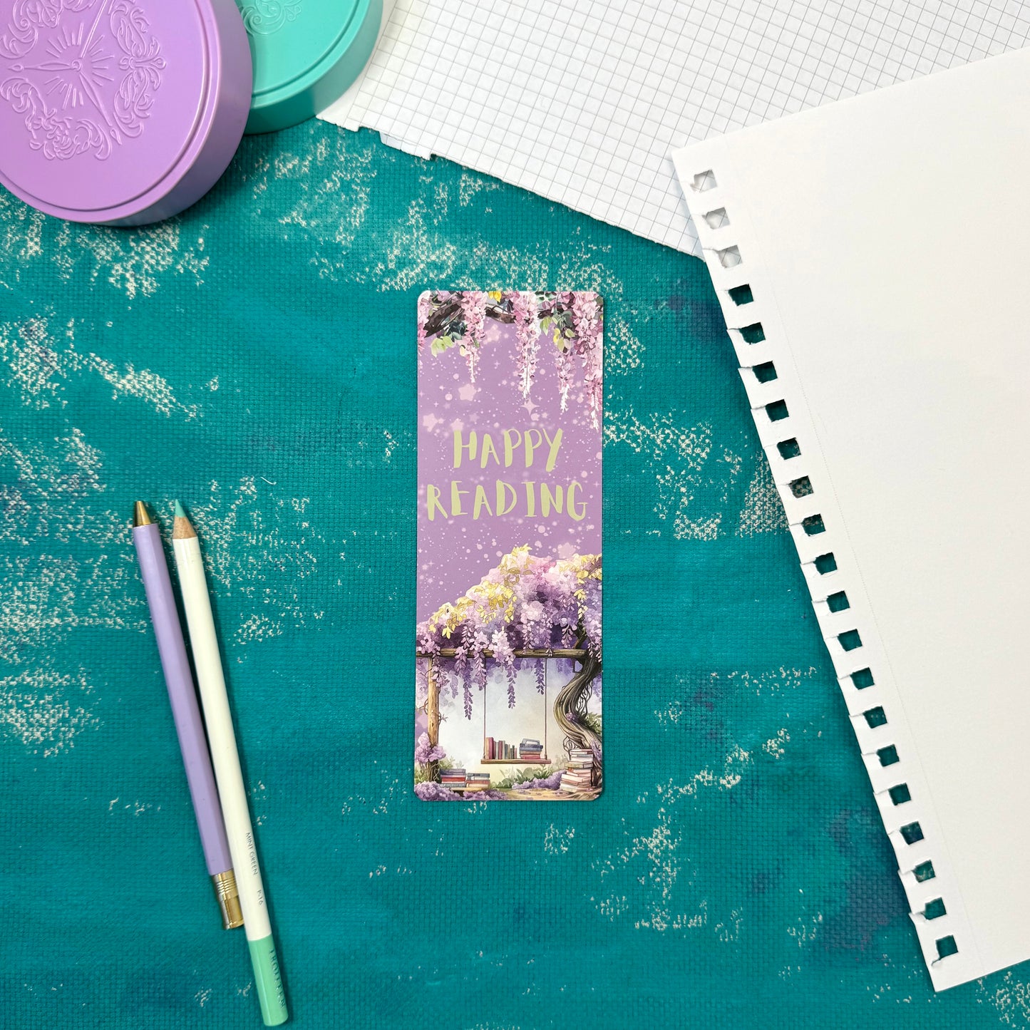 Happy Reading Blossom Classic Bookmark – Elegant Paper Bookmark for Book Lovers
