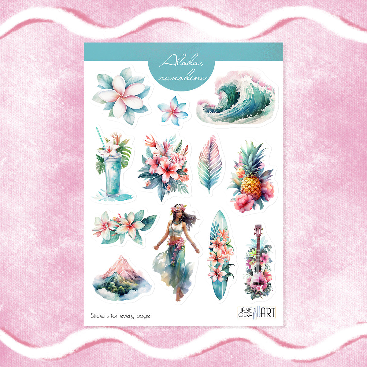 B-Grade Beautiful Island bujo sticker sheet