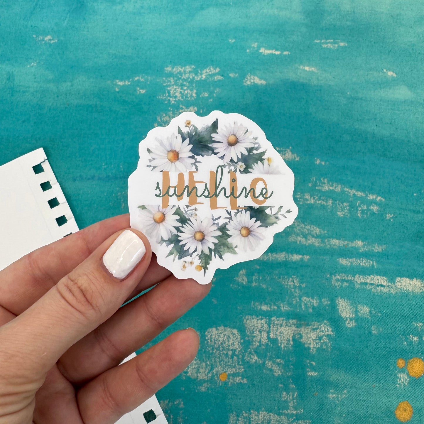 Hello, Sunshine! Vinyl Sticker – Durable Sticker for Laptop, Water Bottle, Notebook