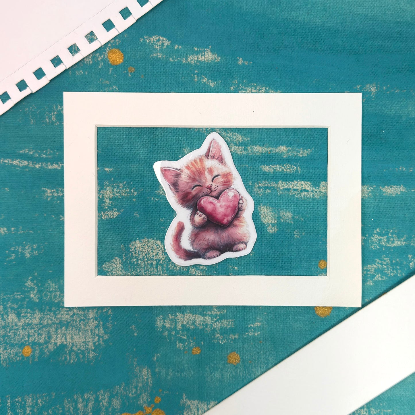 Kitten in Love Vinyl Sticker Valentine's Day Cute Gift