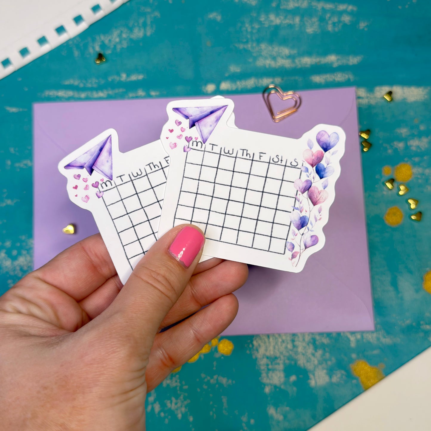 Love Letters Mini Blank Calendar Stickers Set of 2