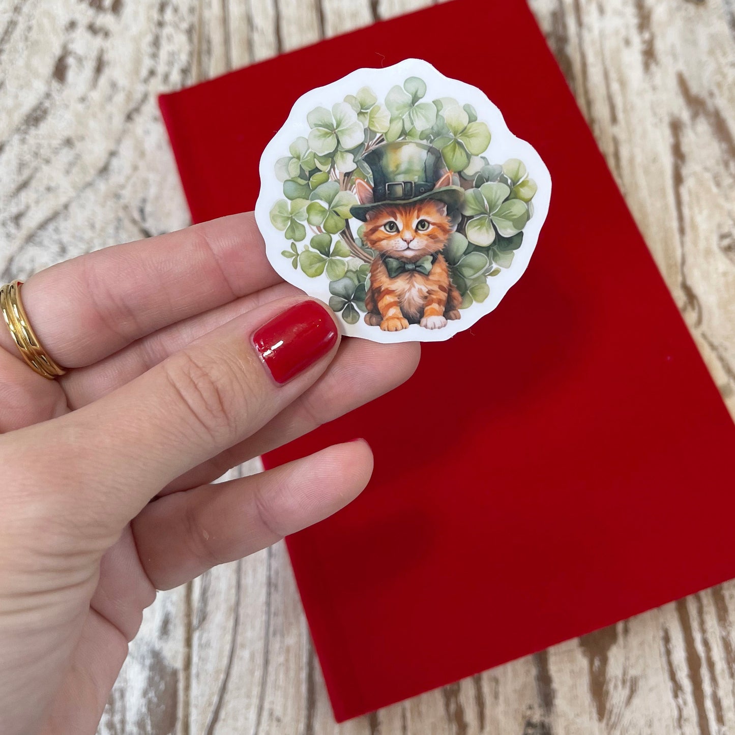 Lucky Kitten vinyl sticker St. Patrick's Day stikers, cute stickers, cute cat