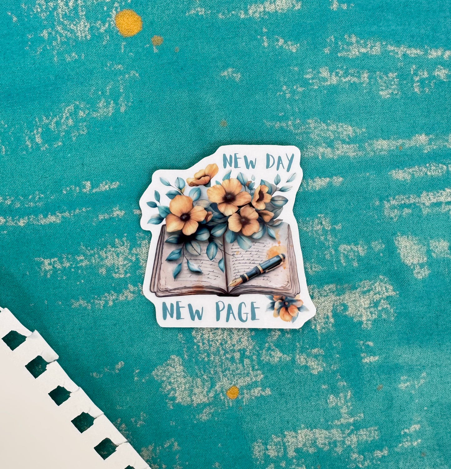 New Day, New Page Vinyl Sticker – Durable Sticker for Laptop, Water Bottle, Notebook