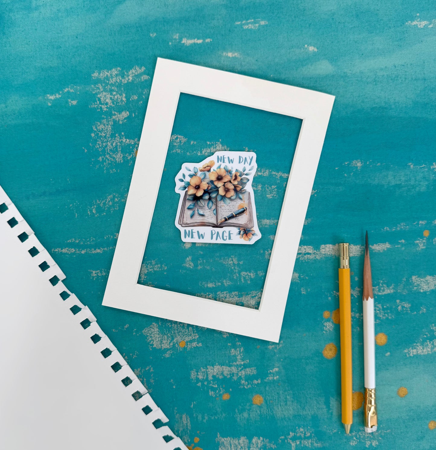 New Day, New Page Vinyl Sticker – Durable Sticker for Laptop, Water Bottle, Notebook